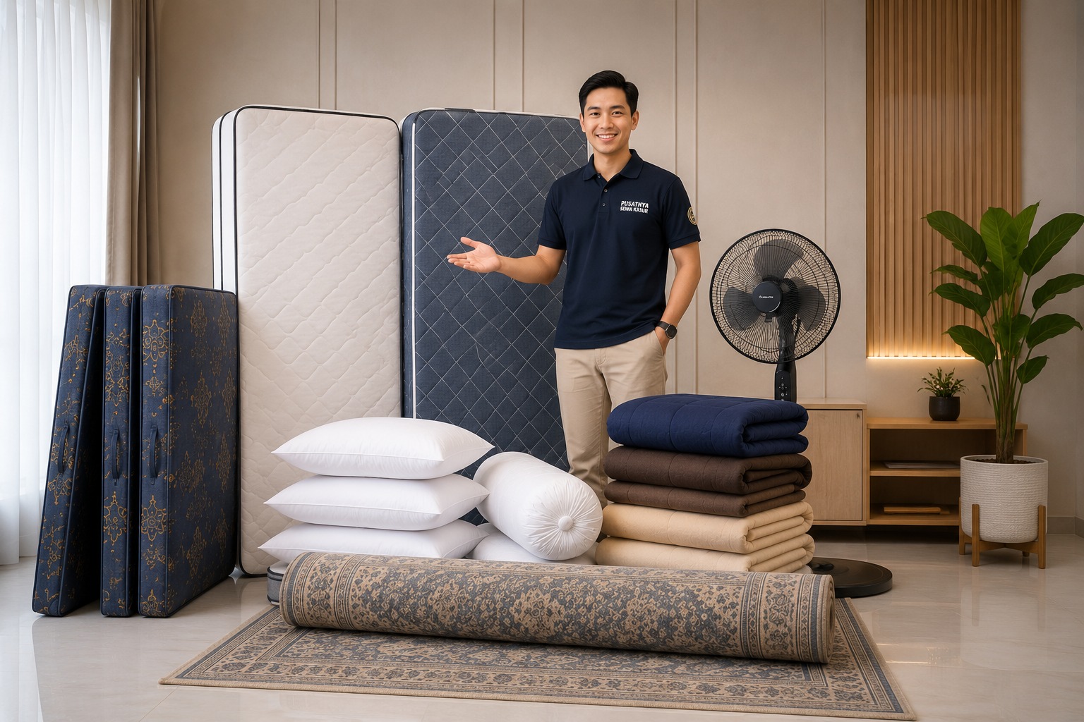 Kamar terang dengan kasur nyaman dan linen bersih